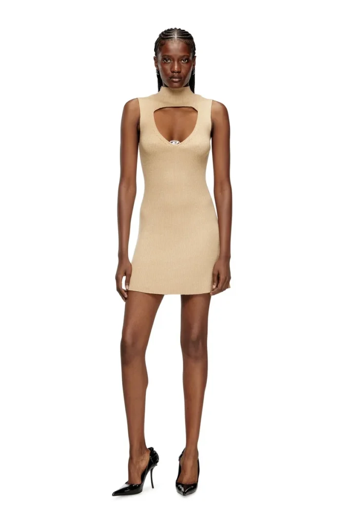 m-oloni-short Mini wool dress with inlay