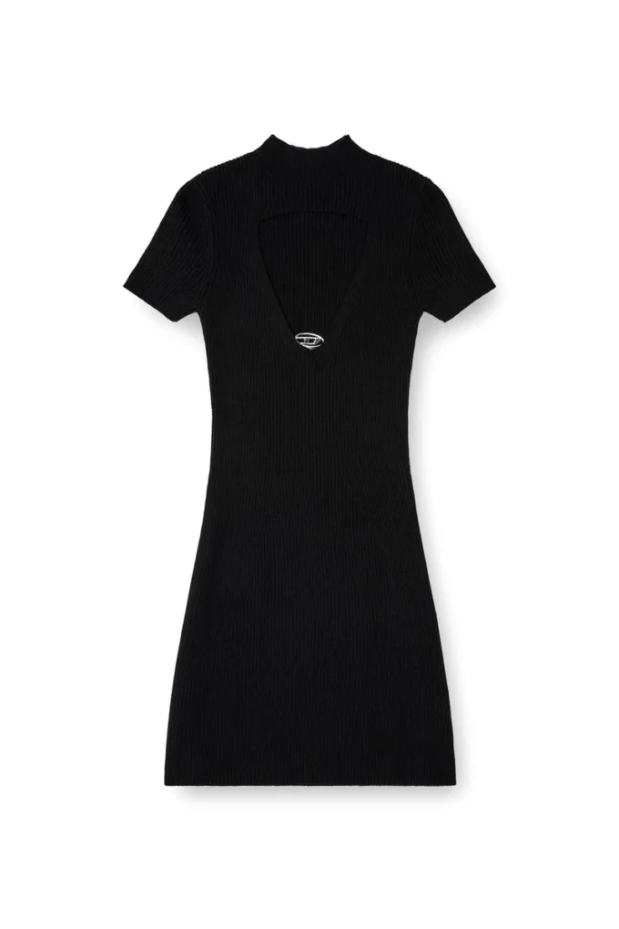 m-olympe Cut-out short dress in ribbed wool knit
