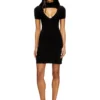m-olympe Cut-out short dress in ribbed wool knit