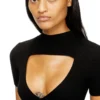 m-olympe Cut-out short dress in ribbed wool knit