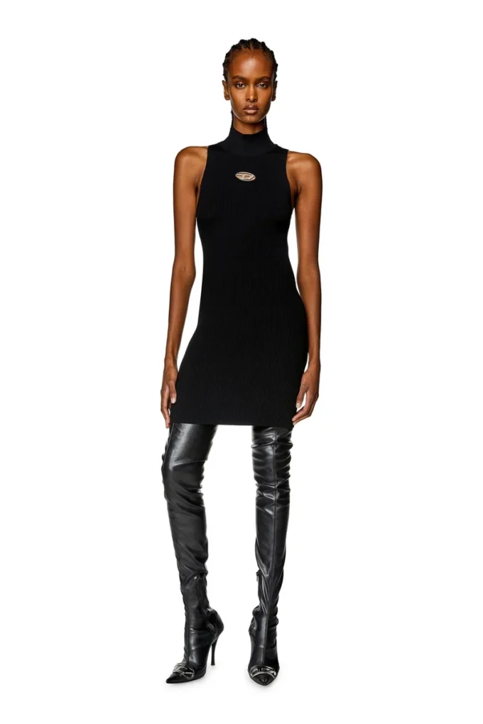 m-onervax Short turtleneck dress in ribbed knit