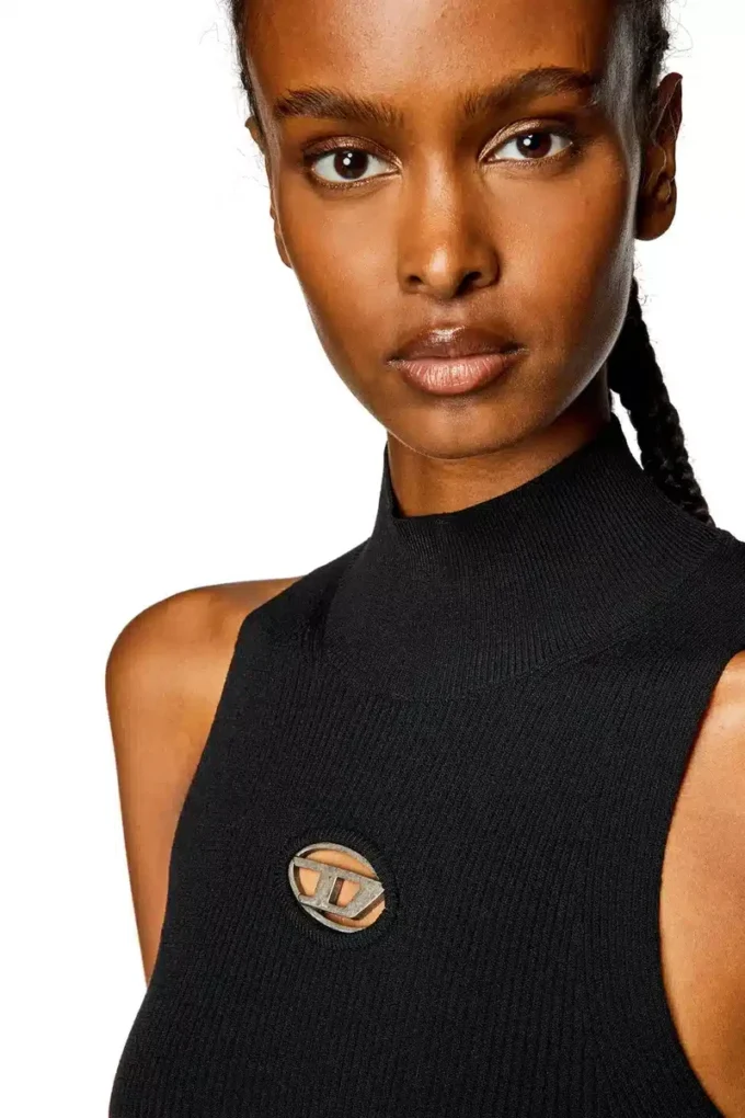 m-onervax Short turtleneck dress in ribbed knit