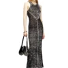 m-rab Linen-knit dress with cut-out logo