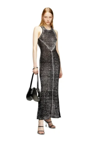 m-rab Linen-knit dress with cut-out logo