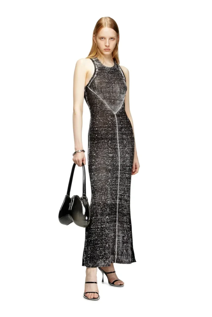 m-rab Linen-knit dress with cut-out logo