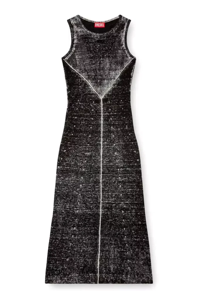 m-rab Linen-knit dress with cut-out logo