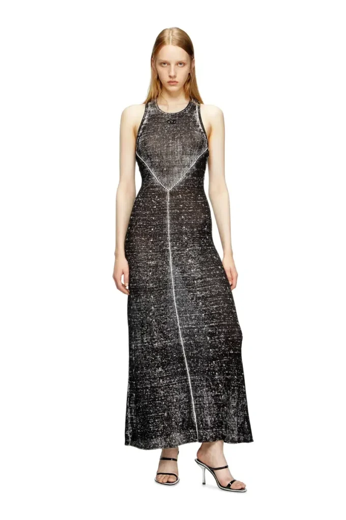 m-rab Linen-knit dress with cut-out logo