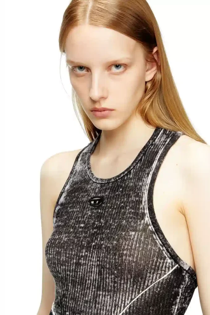 m-rab Linen-knit dress with cut-out logo