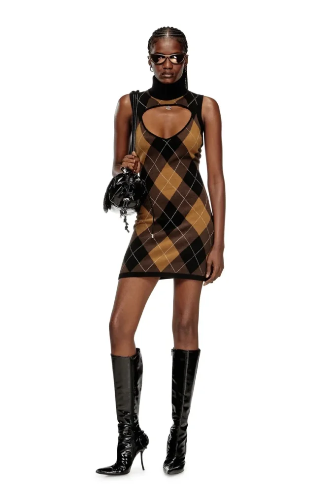 m-romko-dress Wool dress with argyle pattern