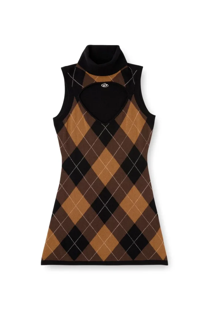 m-romko-dress Wool dress with argyle pattern