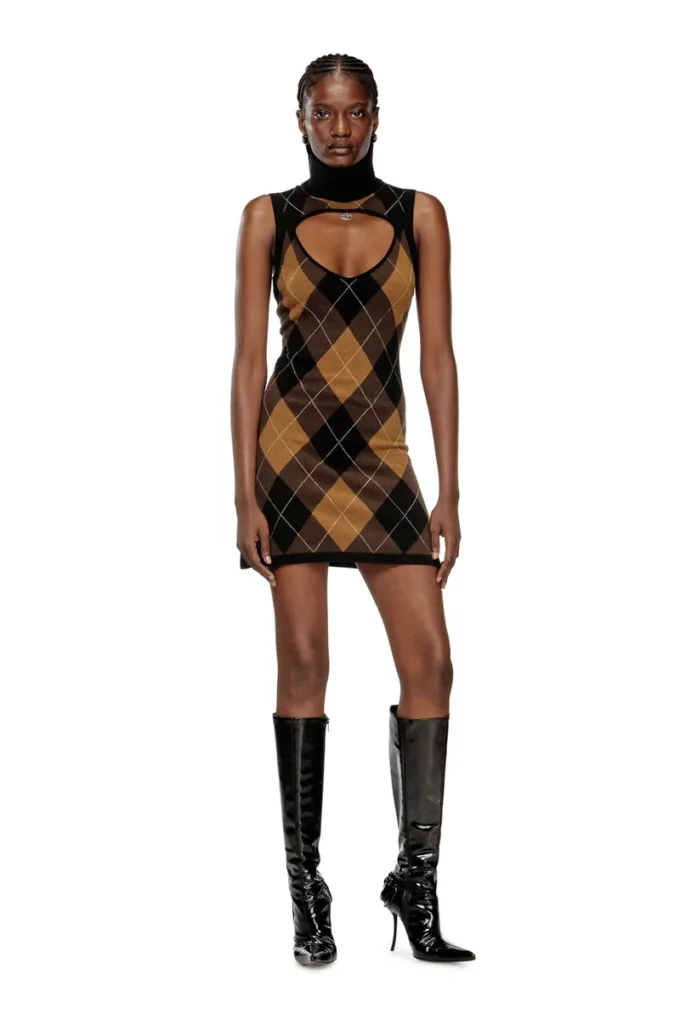 m-romko-dress Wool dress with argyle pattern