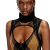 m-romko-dress Wool dress with argyle pattern