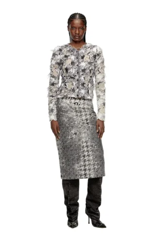 m-sibylla Cardigan in devoré houndstooth jacquard