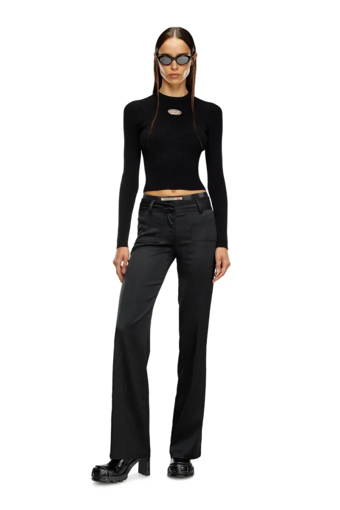 m-valari Rib-knit viscose-blend top with Oval D