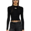 m-valari Rib-knit viscose-blend top with Oval D
