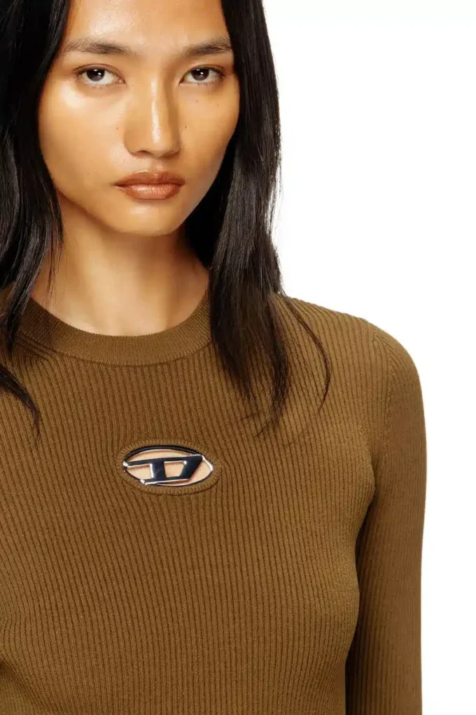 m-valari Rib-knit viscose-blend top with Oval D
