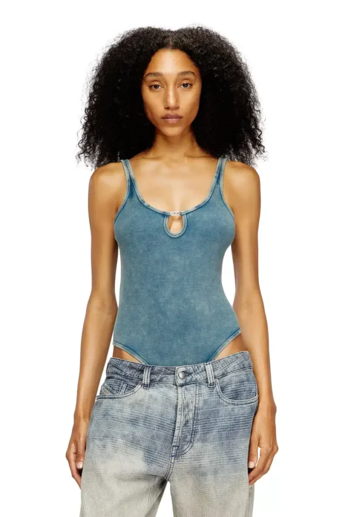 maura-dnm Bodysuit in marble-washed stretch cotton