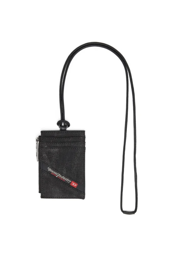 multi-pkts badge holder Denim badge holder with leather details