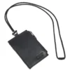 multi-pkts badge holder Denim badge holder with leather details