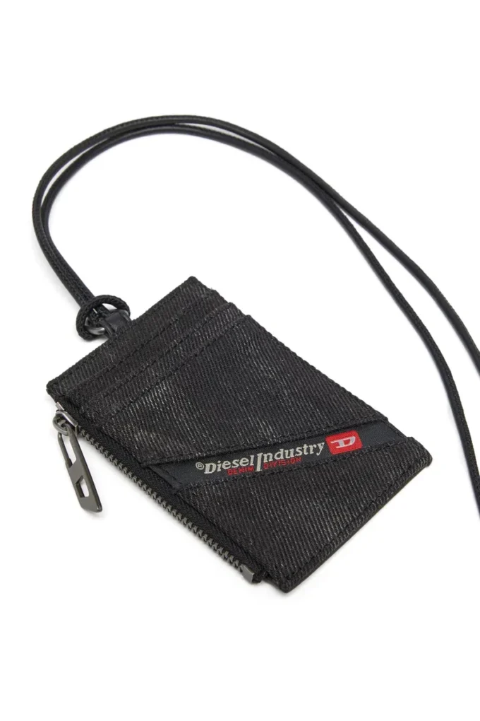 multi-pkts badge holder Denim badge holder with leather details
