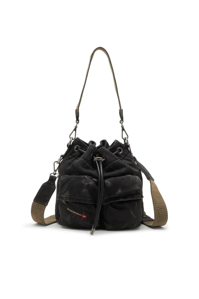 multi-pkts bucket x Multi-Pkts-Multipocket bucket bag in washed denim