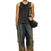 multi-pkts bucket x Multi-Pkts-Multipocket bucket bag in washed denim