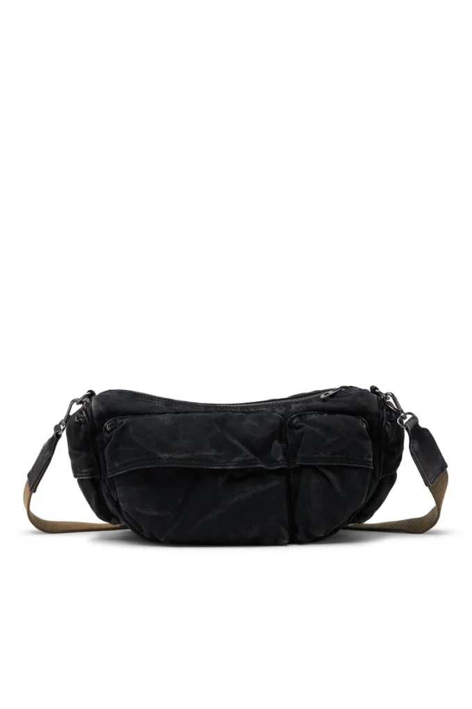 multi-pkts shoulder bag x Multi-Pkts-Multipocket bag in washed denim