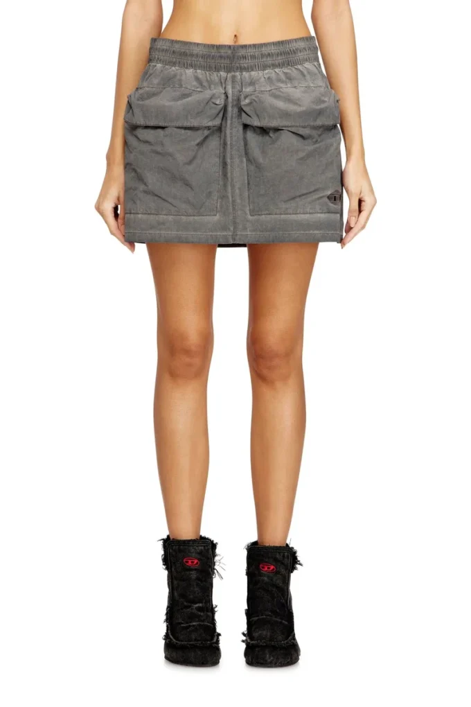 o-cean-s1 Nylon mini skirt with maxi pouch pockets