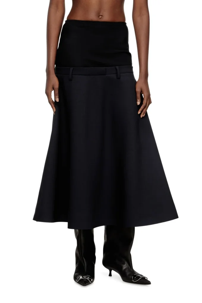 o-grace-bond Drop-waist skirt in neoprene-bonded fabric