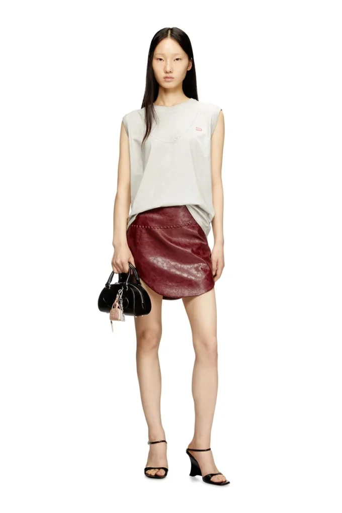 o-hara Coated miniskirt with embossed motif