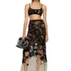 o-leena Long devoré skirt in tulle and jersey