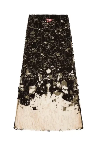 o-leena Long devoré skirt in tulle and jersey