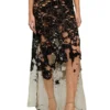 o-leena Long devoré skirt in tulle and jersey