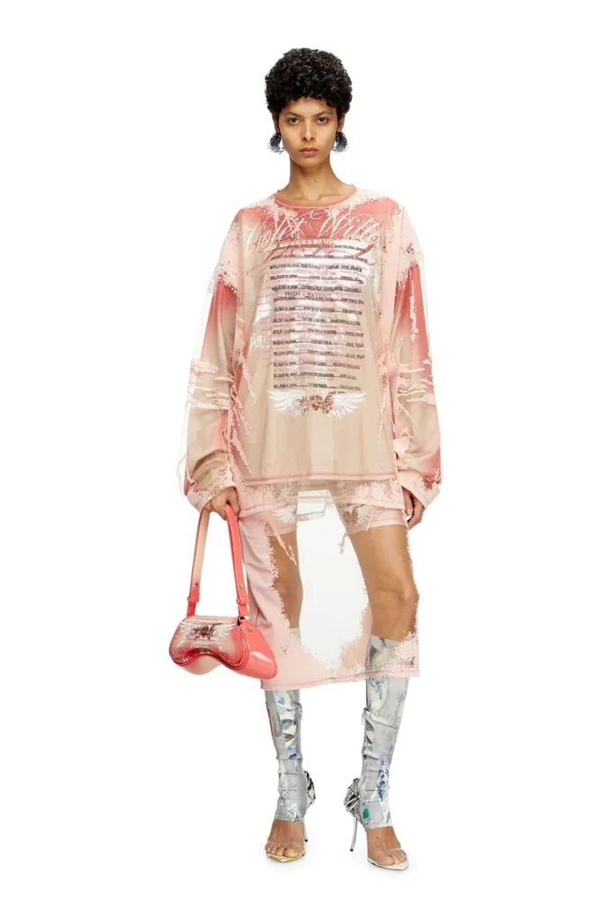 o-lyac Layered midi skirt with lyrics print