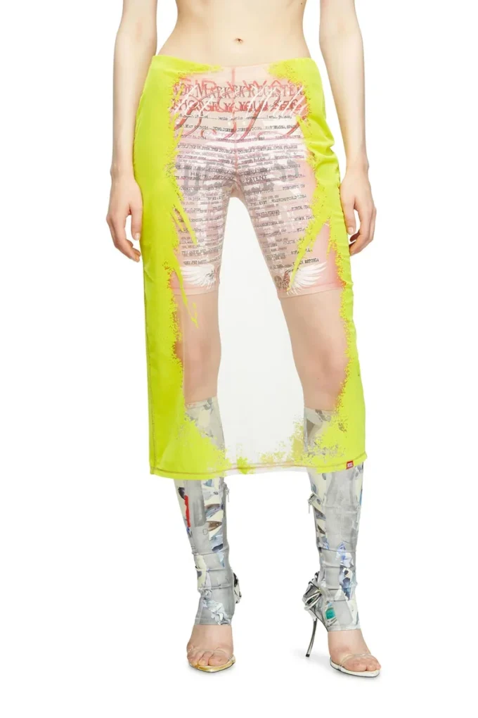 o-lyac Layered midi skirt with lyrics print