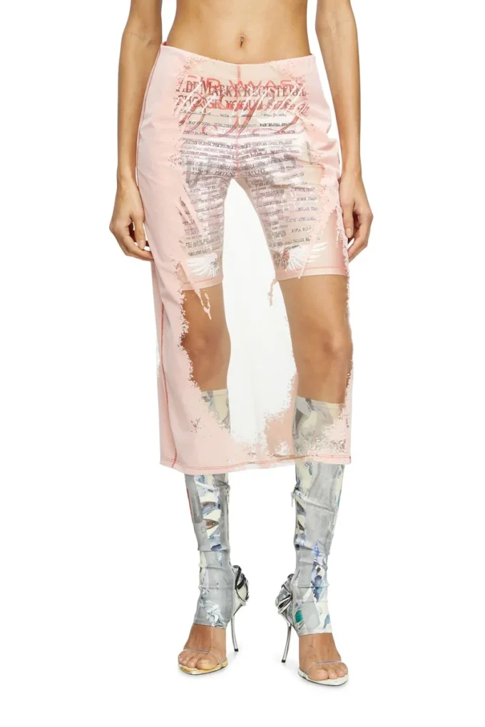 o-lyac Layered midi skirt with lyrics print