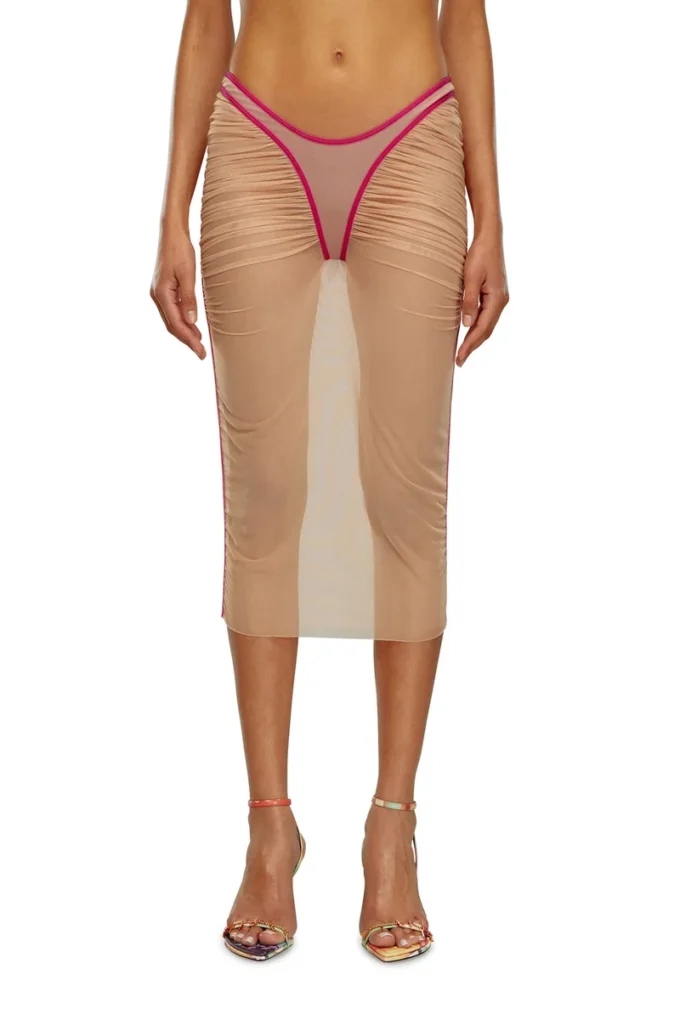 o-lyla Sheer midi skirt in ruched tulle