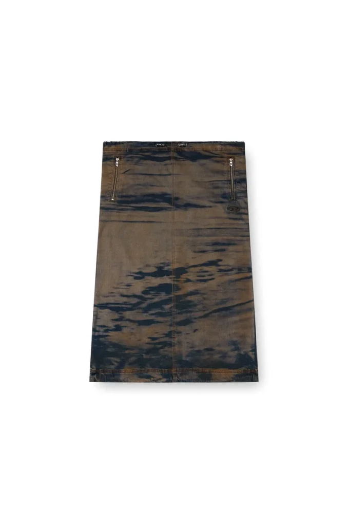 o-mirtow-den Midi denim skirt with drawstring
