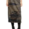 o-mirtow-den Midi denim skirt with drawstring