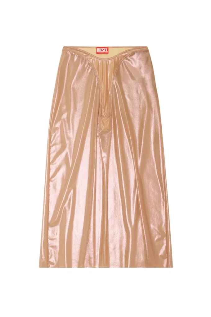 o-moni Sheer midi skirt in shiny coated tulle