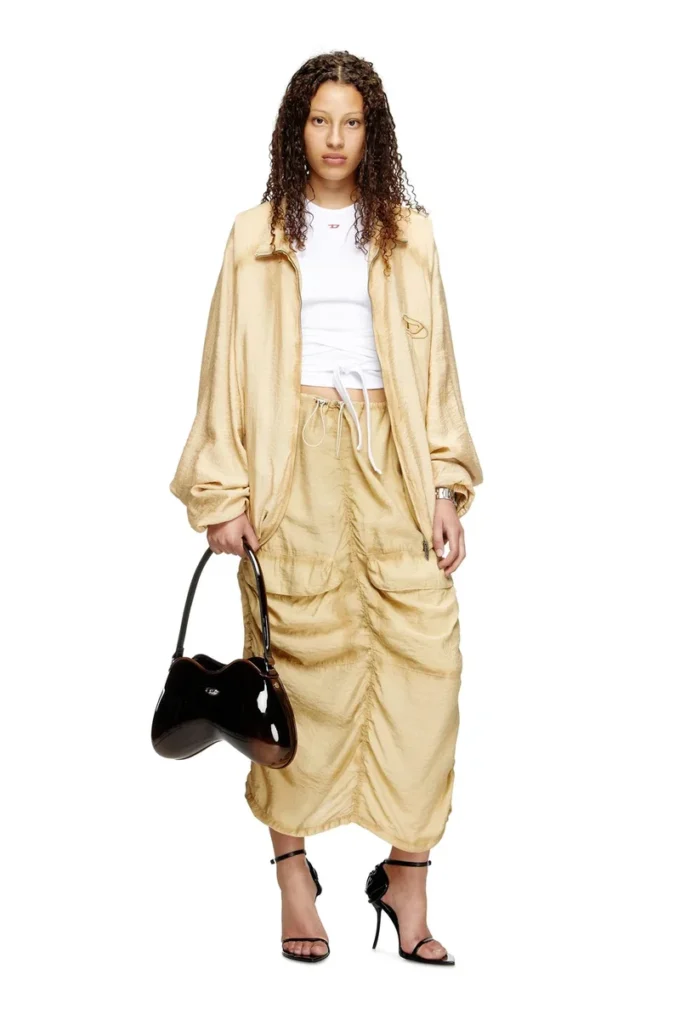 o-racle Cargo midi skirt in treated viscose-nylon