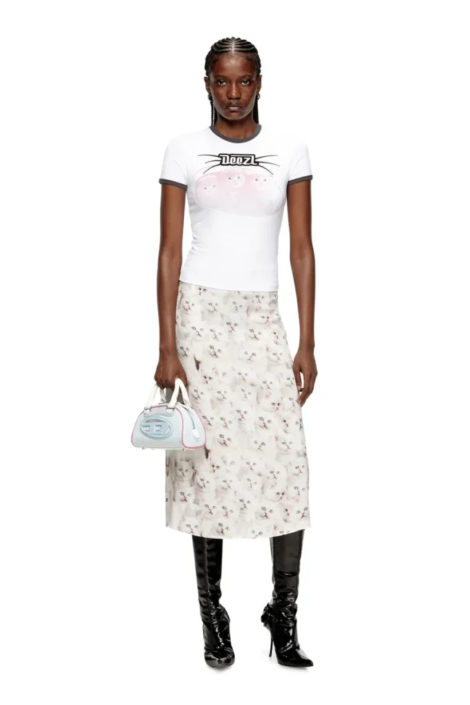 o-rchid-r1 Midi skirt in viscose with all-over print