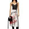 o-rchid-s1 Satin midi skirt with graffiti print