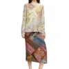 o-rchid Viscose midi skirt with Heraldic print