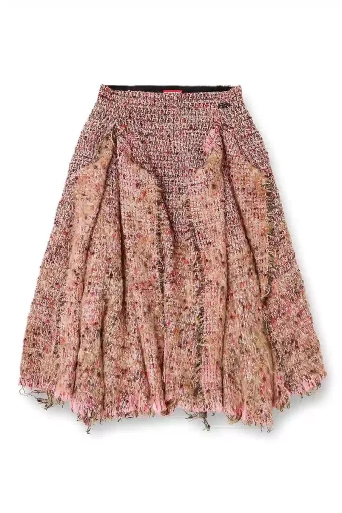 o-riella Brushed bouclé skirt with frayed hem