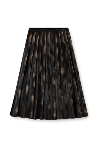 o-saka Distressed pleated midi skirt