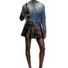 o-saka-mini Short pleated skirt with distressed effect