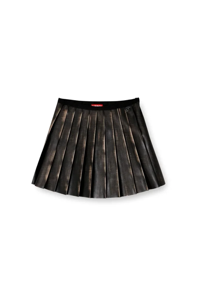 o-saka-mini Short pleated skirt with distressed effect