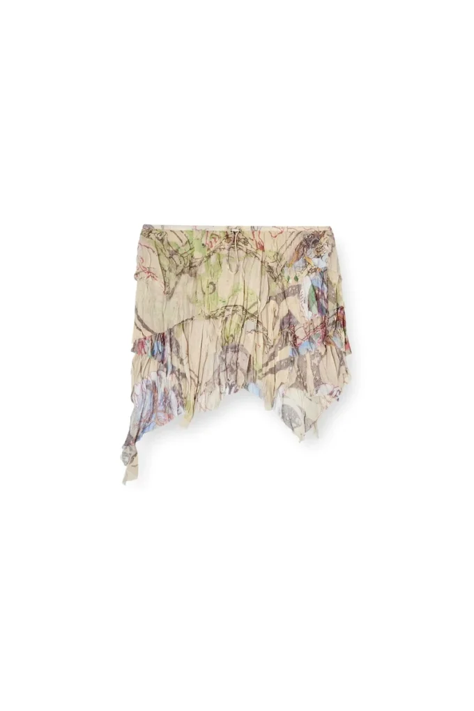 o-silla Crinkled skirt mixed medieval print