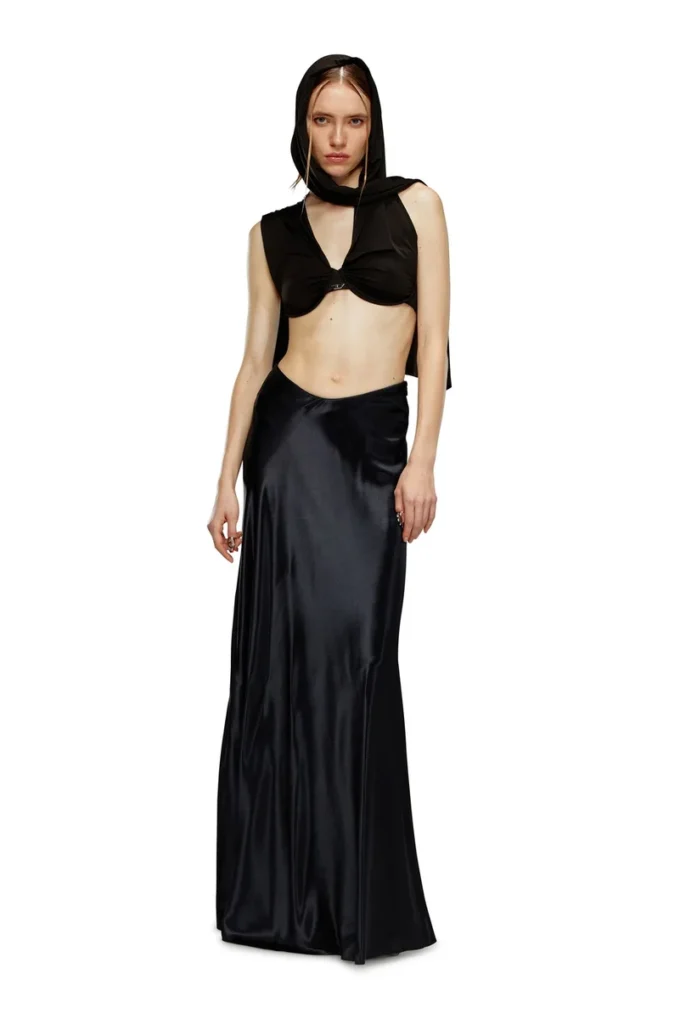o-syren Long satin skirt